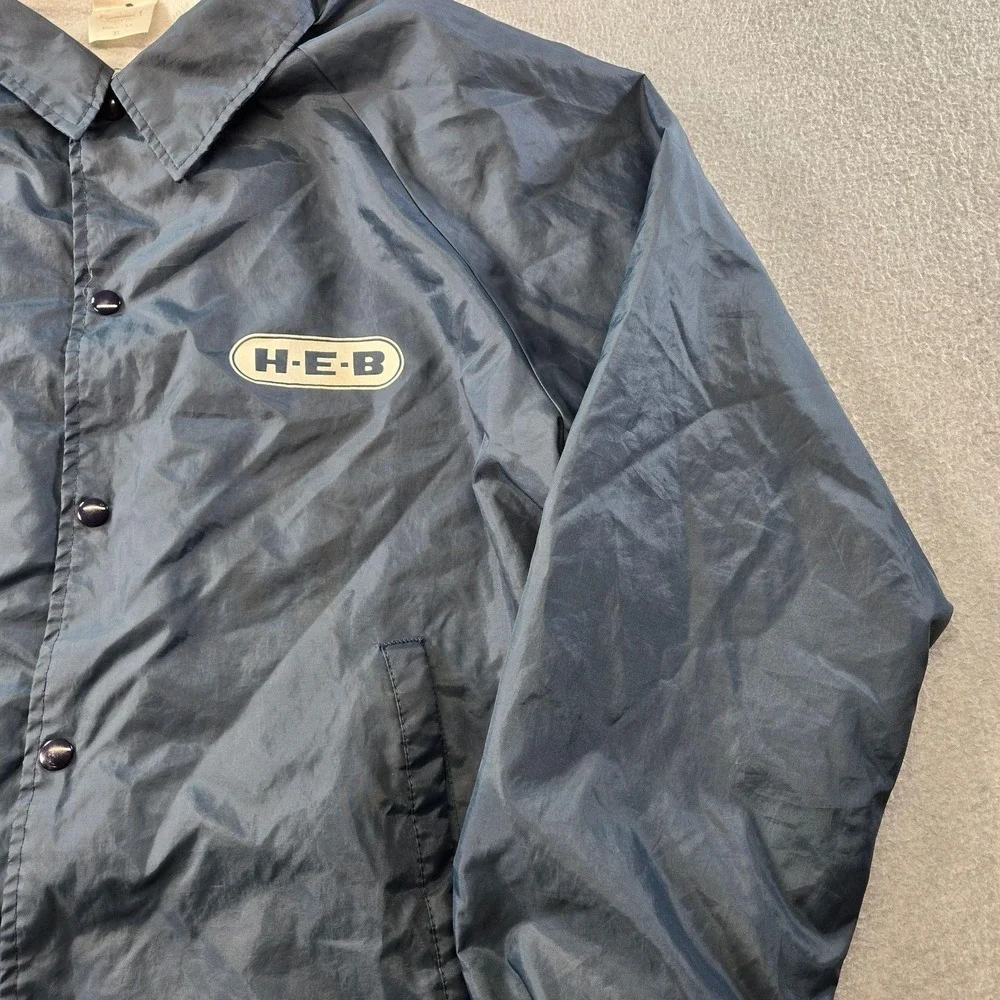 H-E-B Jacket Mens XL Blue Windbreaker Lined Insulated Pockets Collared